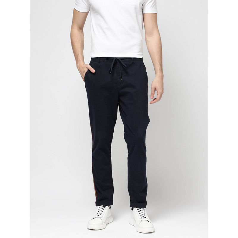 Rare Rabbit Caloon Navy Blue Plain Regular Fit Trouser (28)
