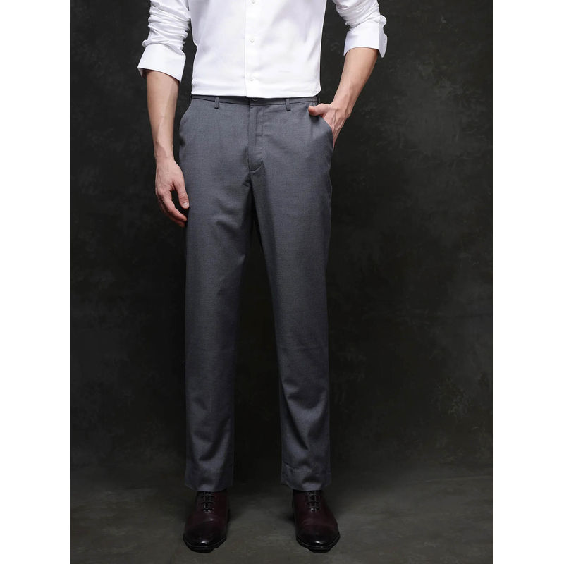 Rare Rabbit Ital Grey Plain Regular Fit Trouser (28)
