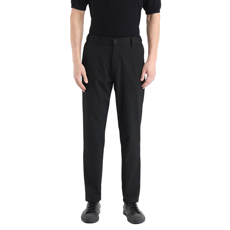 Rare Rabbit Travel-11 Black Plain Regular Fit Trouser (32)