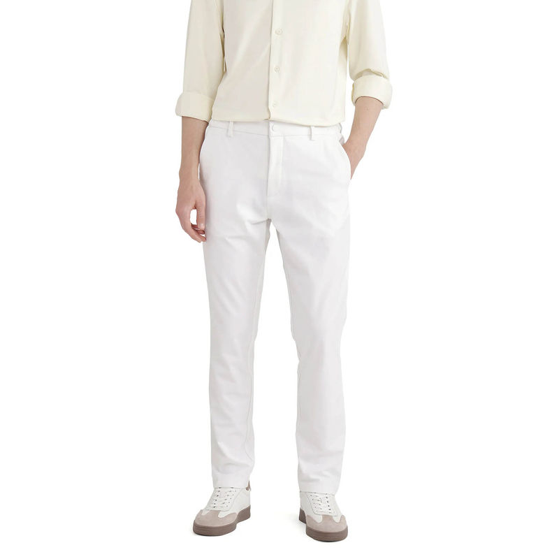 Rare Rabbit Travel-26 White Plain Regular Fit Trouser (34)