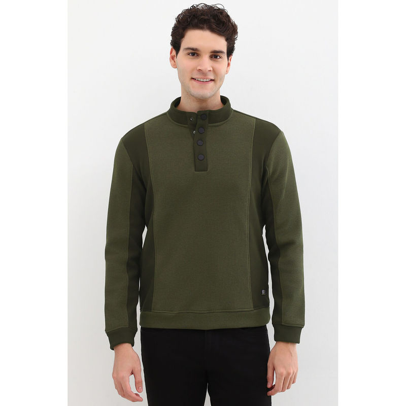 Allen Solly Olive Textured Sweatshirt (L)