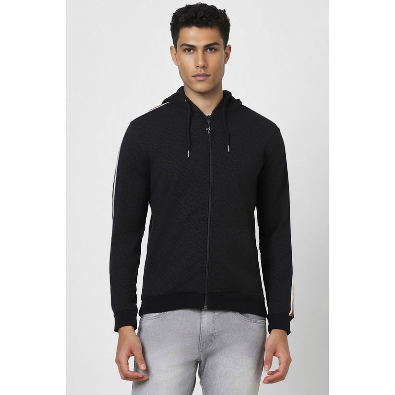 Van Heusen Black Printed Hoodie (S)