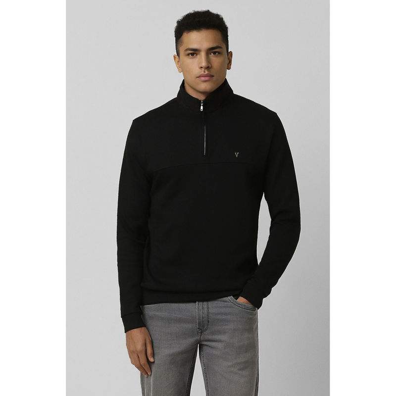 Van Heusen Black Solid Sweatshirt (S)