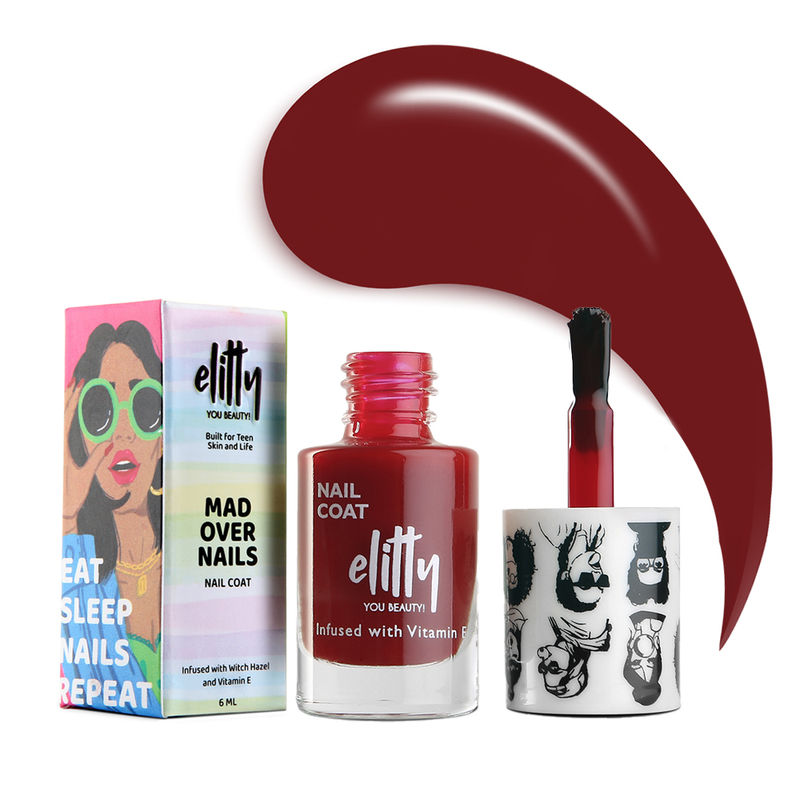 Elitty Mad Over Nails, Long Lasting Nailcoats, 12 Toxin Free, Vit E, Bad Breakup (Red)
