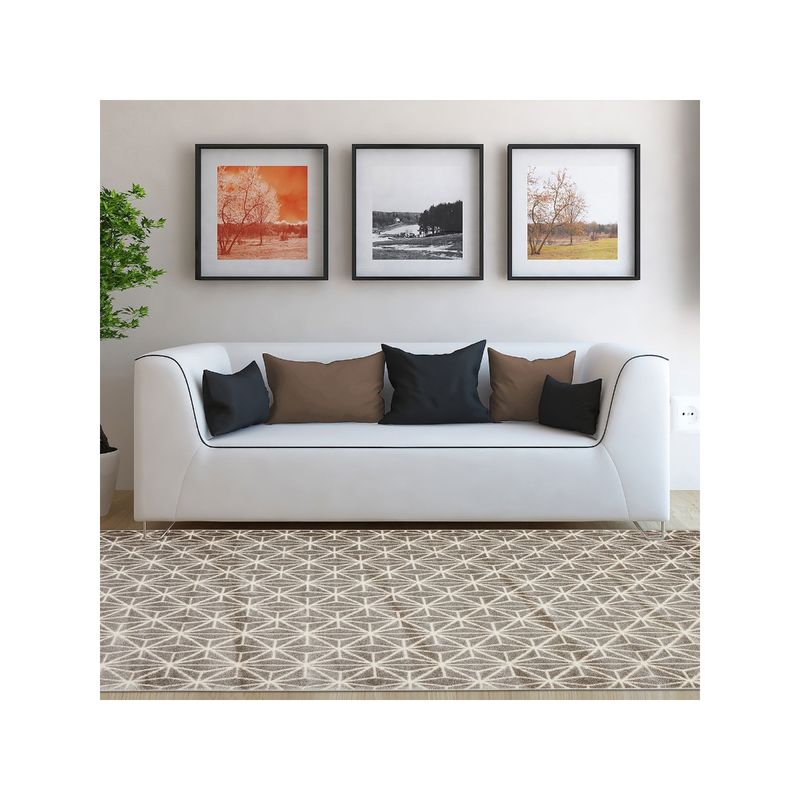 OBSESSIONS Anti-Static Machine Made Geometric Carpet, Cream (4 x 6 Feet)