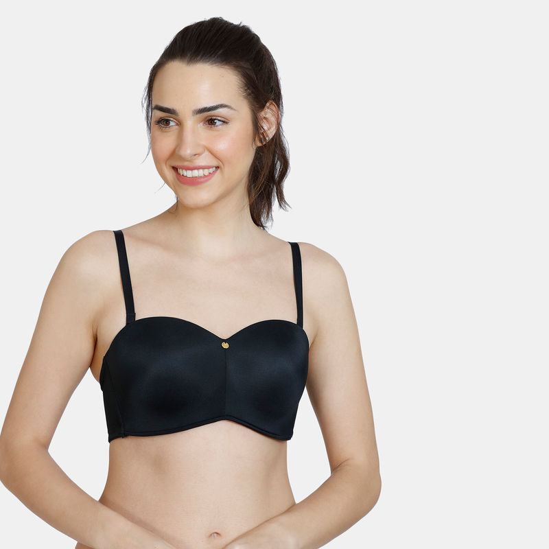 Zivame Innovation Padded Non Wired 3/4th Coverage Strapless Bra - Anthracite (34C)