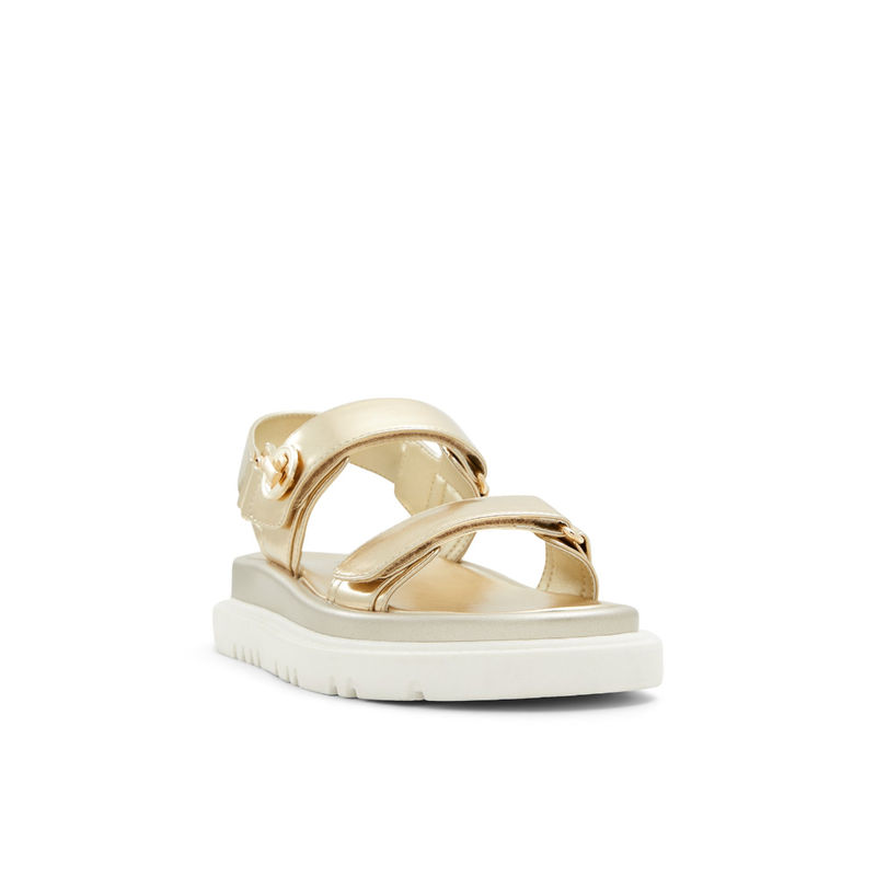 Aldo Women Gold Flat Sandals (UK 2)