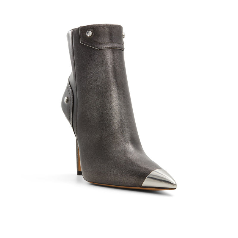 Aldo Women Pewter Grey Metal Ornament Heel Casual Boots (UK 3)