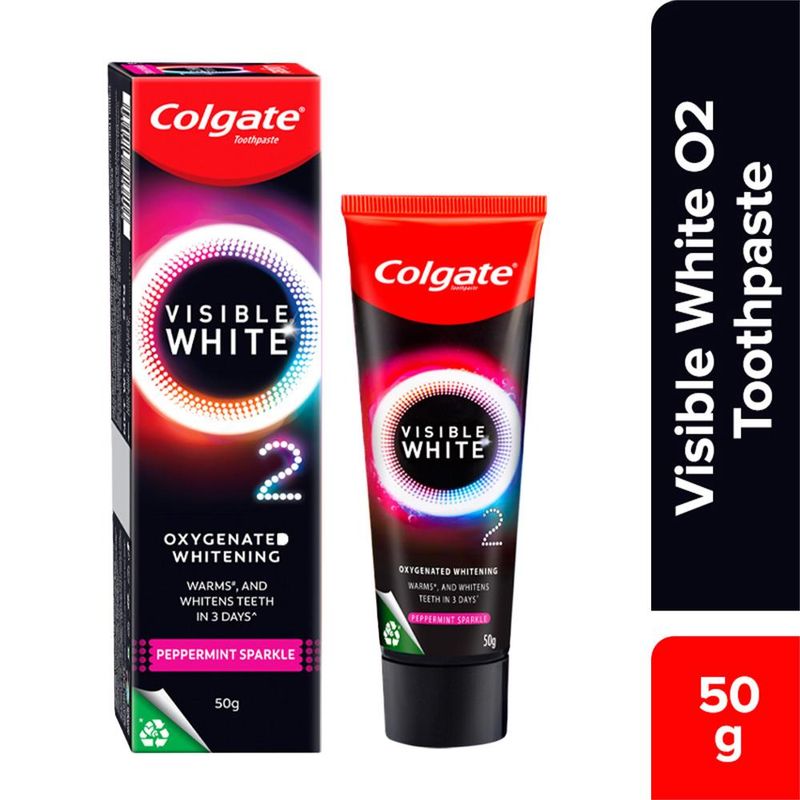 Colgate Visible White O2, Teeth Whitening Toothpaste - Peppermint Sparkle