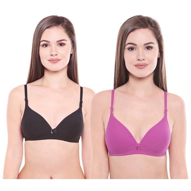 Bodycare Pack Of 2 Lightly Padded T-Shirt Bra - Multi Color (36B)