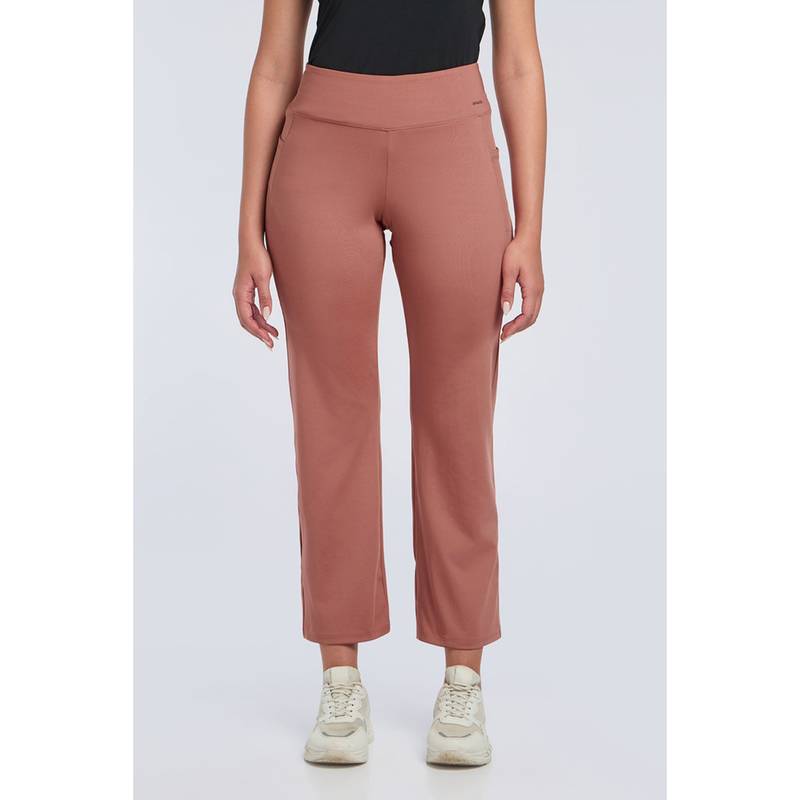 Amante Women Brick Dust Brown Flaunt Flared Track Pants (S)