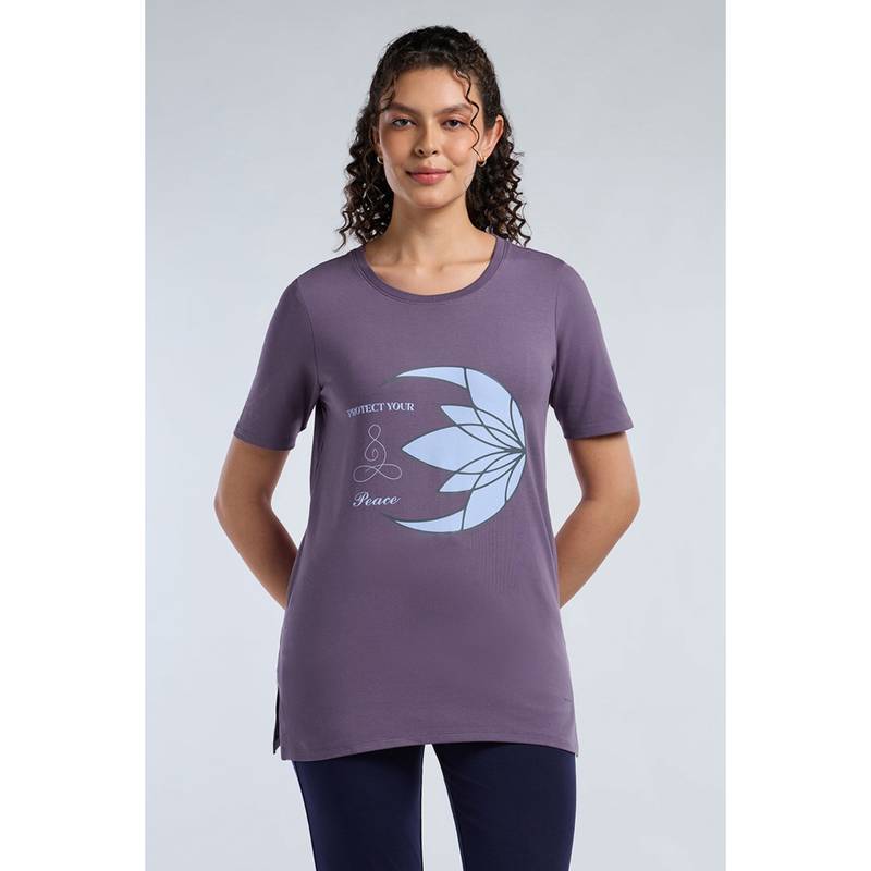 Amante Women Mulled Grape Base Easy Wear T-Shirt (S)