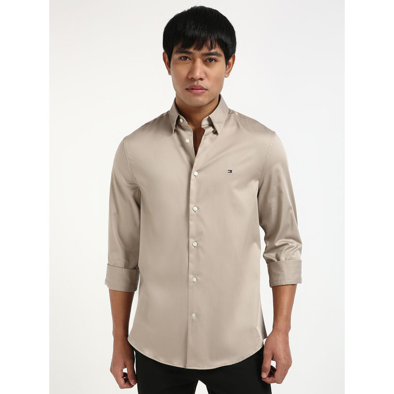 Tommy Hilfiger Mens Beige Solid Shirt (2X)