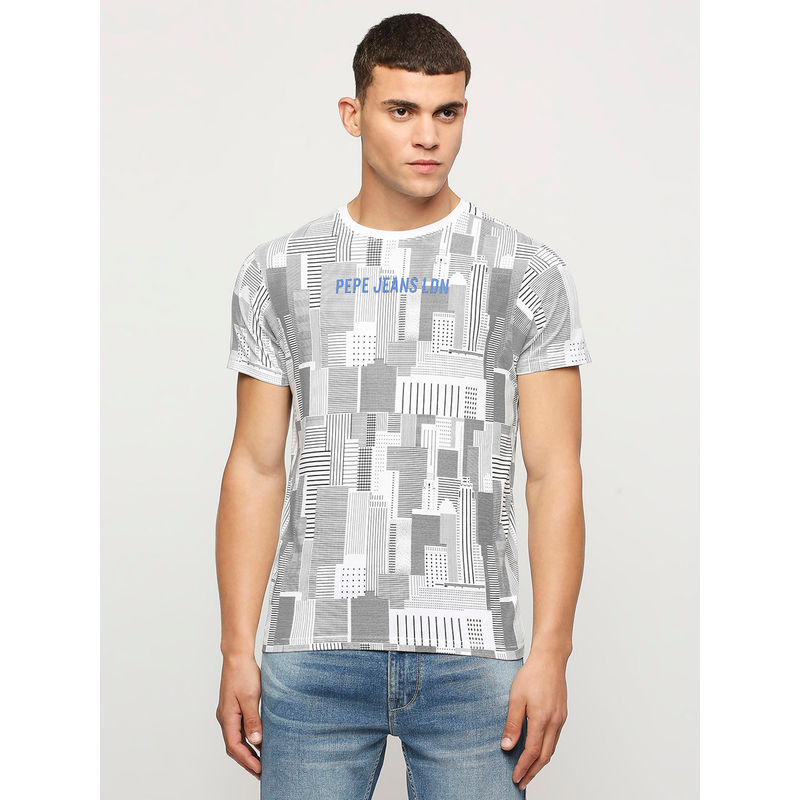 Pepe Jeans Bruno All Over Printed Tee White (S)