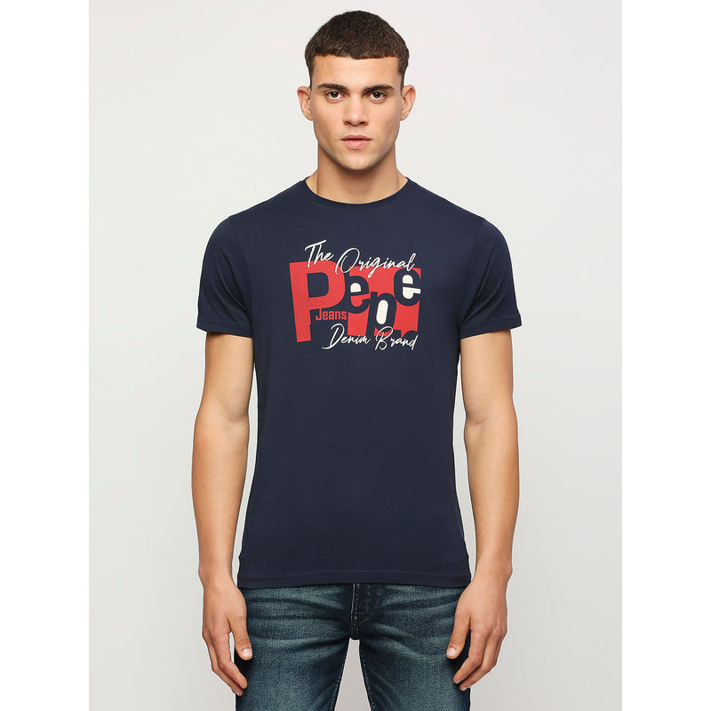 Pepe Jeans Breno Brand Carrier T-Shirt Navy Blue (M)
