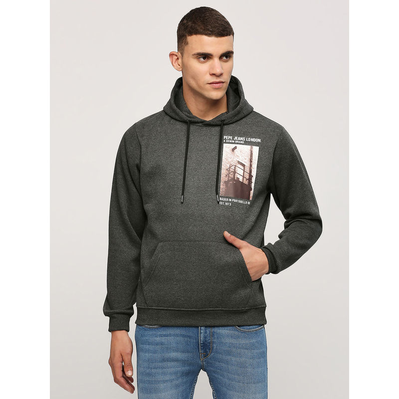 Pepe Jeans Keto Graphic Printed Zip-Thru Hoodie Grey (L)
