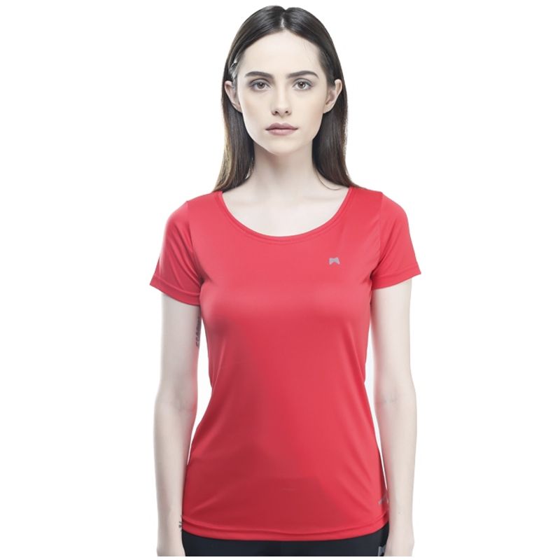 Muscle Torque Deep Neck Red Polyster T-Shirt (S)