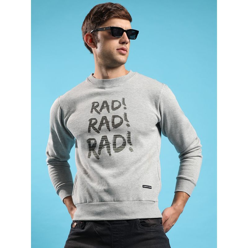 Campus Sutra Men Light Grey Rad Pullover Sweatshirt (XL)