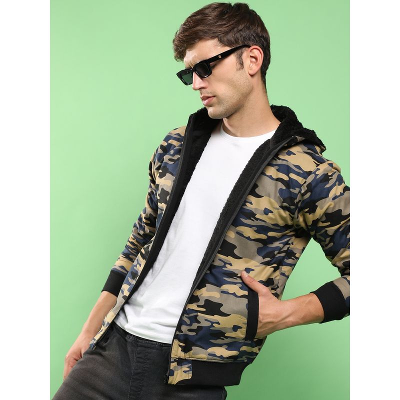 Campus Sutra Men Multi-Color Camouflage Jacket with Insert Pocket (XL)