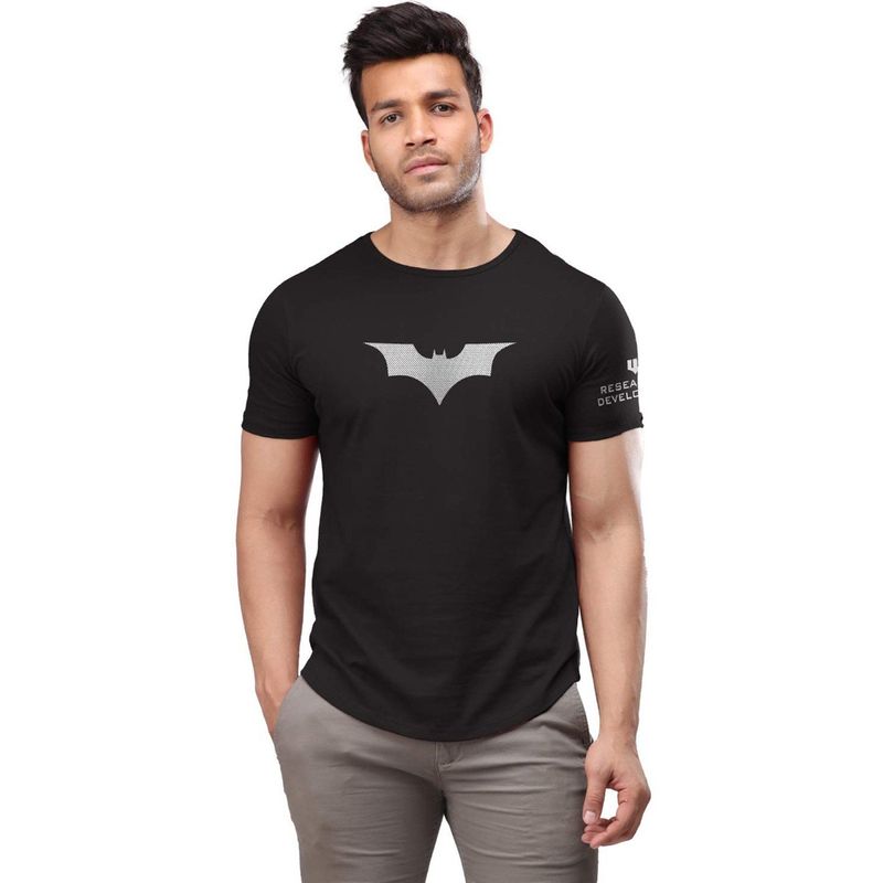The Souled Store Men Official Batman Wayne Industries Black Drop Cut T-Shirts (L)