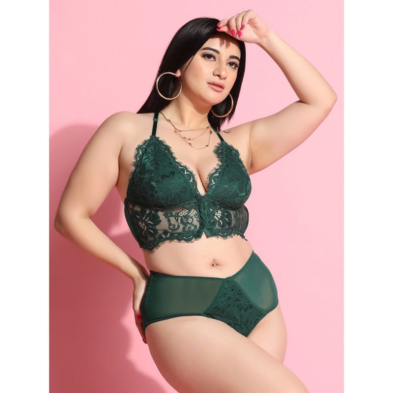 Curvy Love Front Open Delicate Lace Bra with Panty (Set of 2) (L)