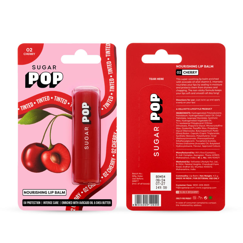 SUGAR POP Nourishing Lip Balm with SPF Shea-Butter & Avocado Oil Infused Moisturizing - 02 Cherry