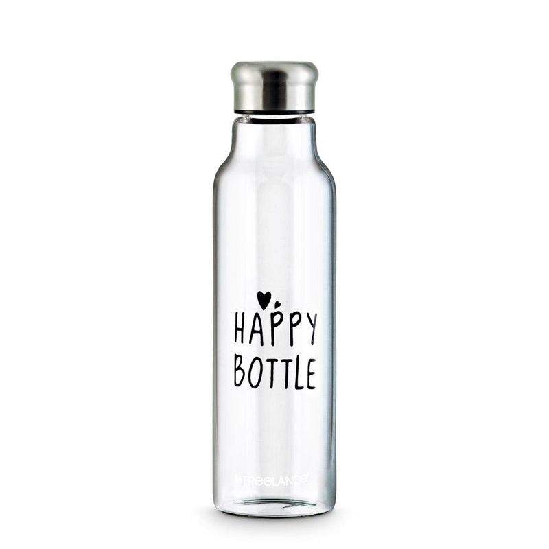 Buy Freelance Borosilicate Happy Glass Bottle, Water Beverage Juice