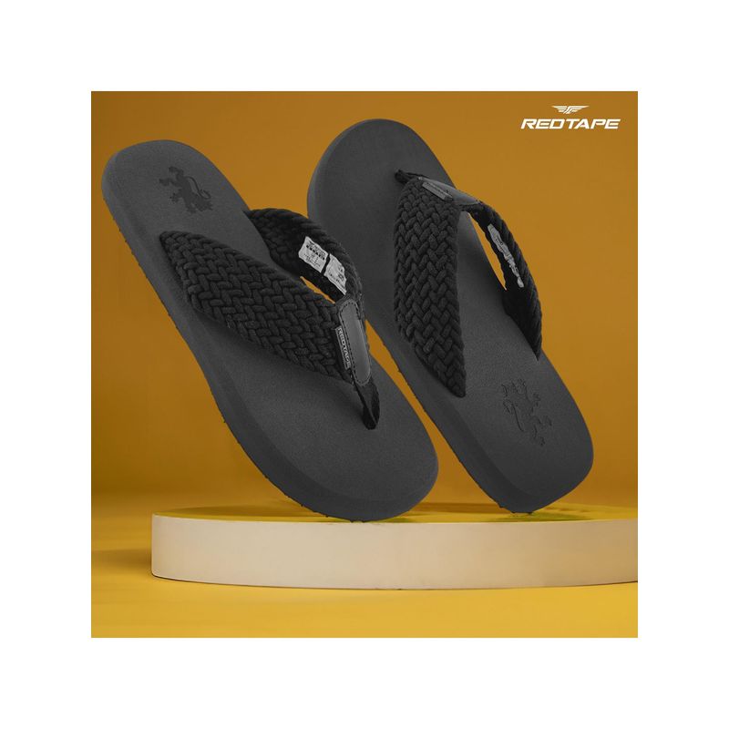 Red Tape Black Mens Eva Comfort Flip Flop (9)