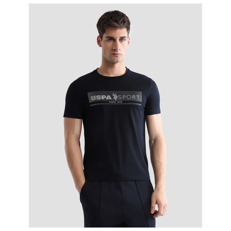 U.S. POLO ASSN. Active Sports Men's Brand Embossed Regular Fit Active T-Shirt - Blue (L)