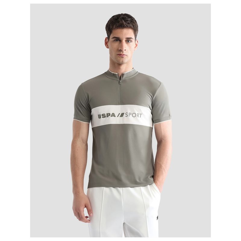 U.S. POLO ASSN. Active Sports Men's Brand Embossed Regular Fit Active Polo Shirt - Grey (S)