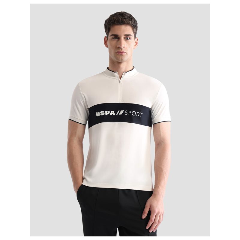 U.S. POLO ASSN. Active Sports Men's Brand Embossed Regular Fit Active Polo Shirt - White (S)