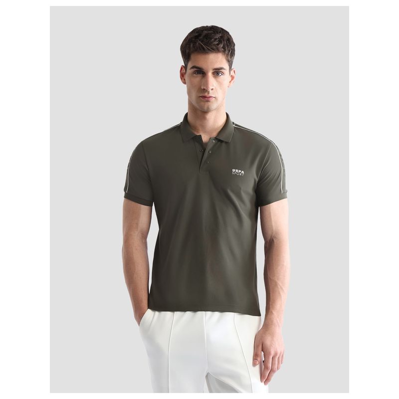 U.S. POLO ASSN. Active Sports Men's Solid Regular Fit Active Polo T-Shirt - Green (M)