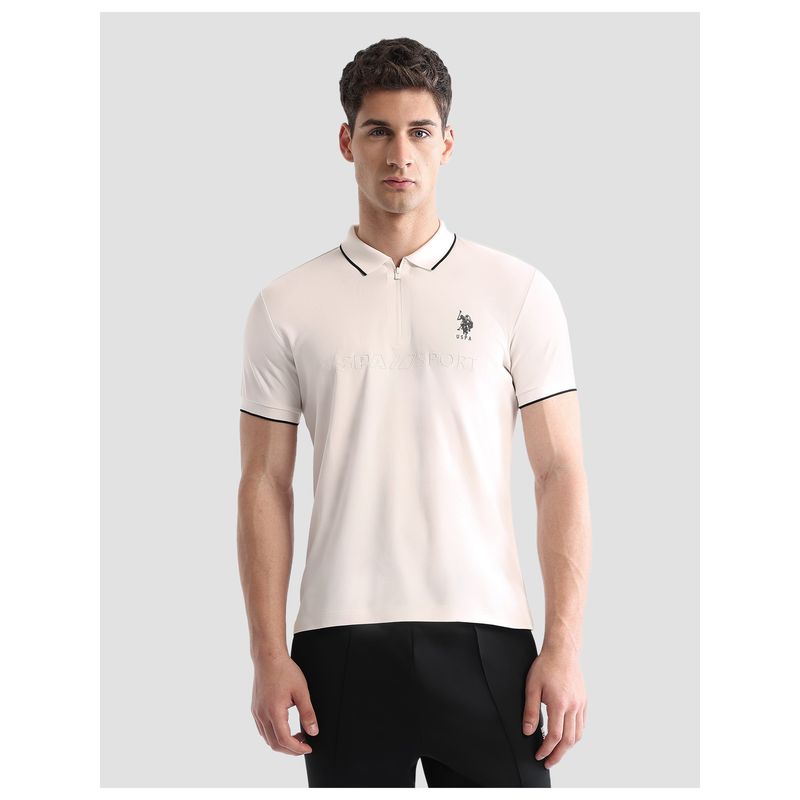 U.S. POLO ASSN. Active Sports Men's Brand Embossed Regular Fit Active Polo T-Shirt - White (S)