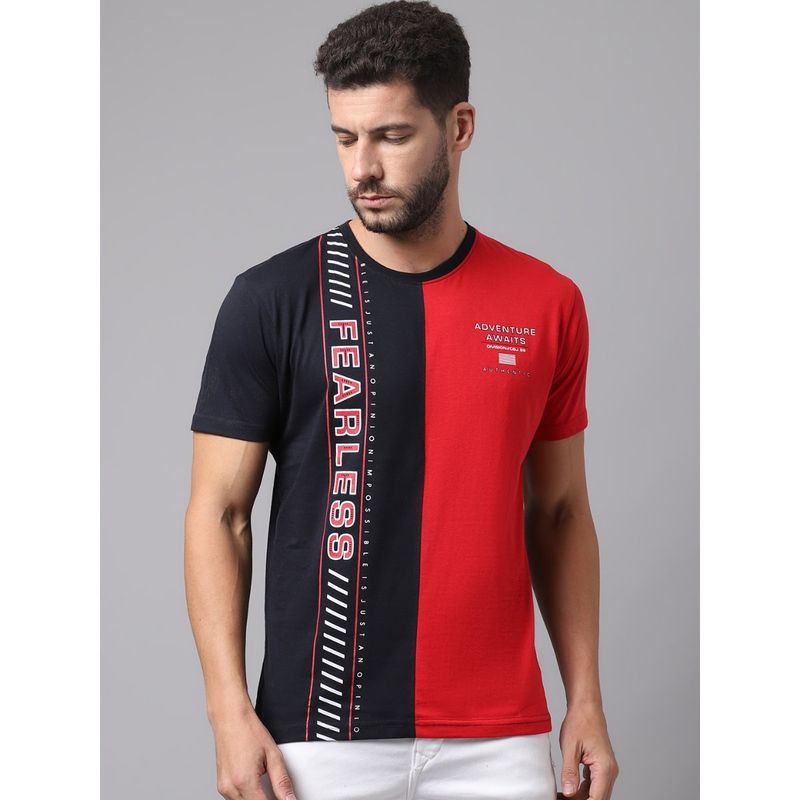 Cantabil Men Navy Blue T-Shirt (L)