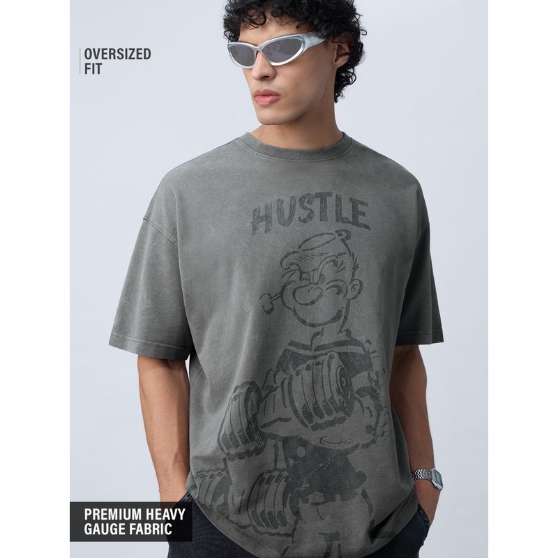 The Souled Store Popeye: Hustle Grey T-Shirt (L)