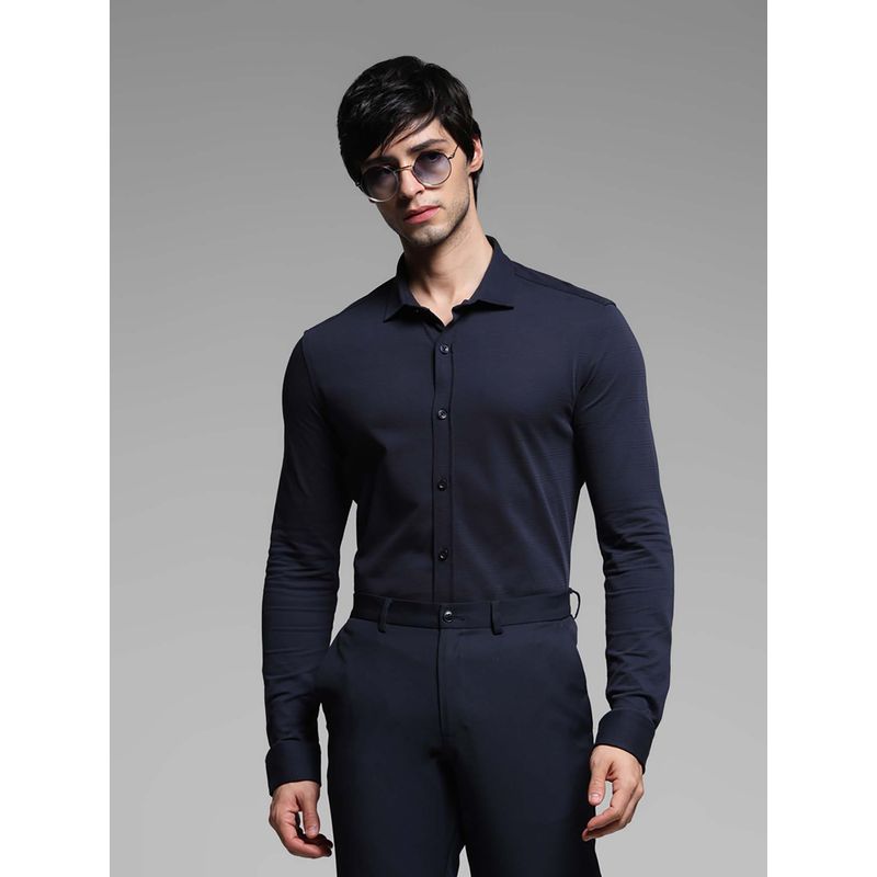 Jack & Jones Men Slim Fit Navy Blue Shirt (S)