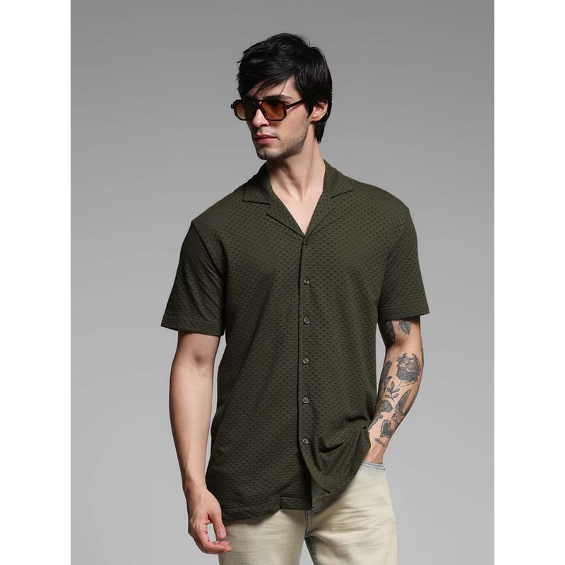 Jack & Jones Men Regular Fit Green Shirt (M)