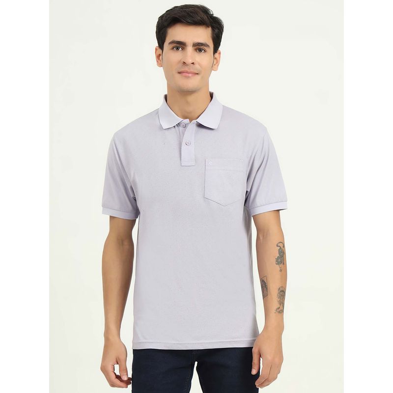 Greenfibre Heather Grey Printed Regular Fit Polo T-shirt (38)