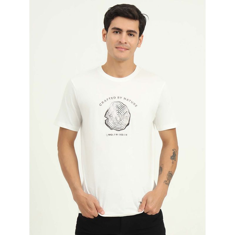 Greenfibre White Printed Slim Fit T-shirt (38)