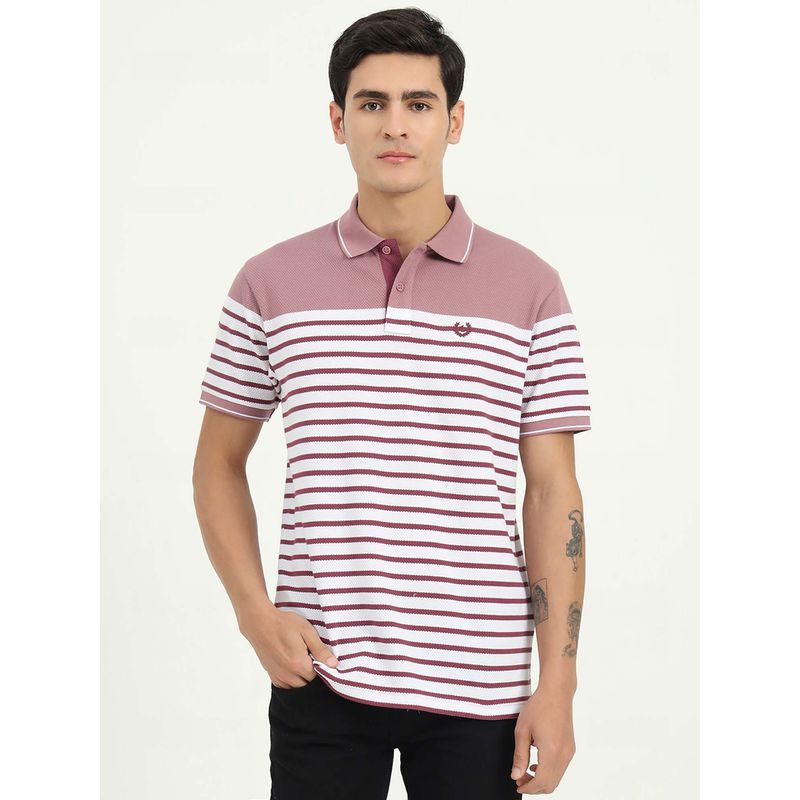 Greenfibre Purple Striped Slim Fit Polo T-shirt (38)