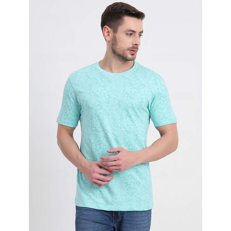 JadeBlue Ice Green Printed Slim Fit T-shirt (38)