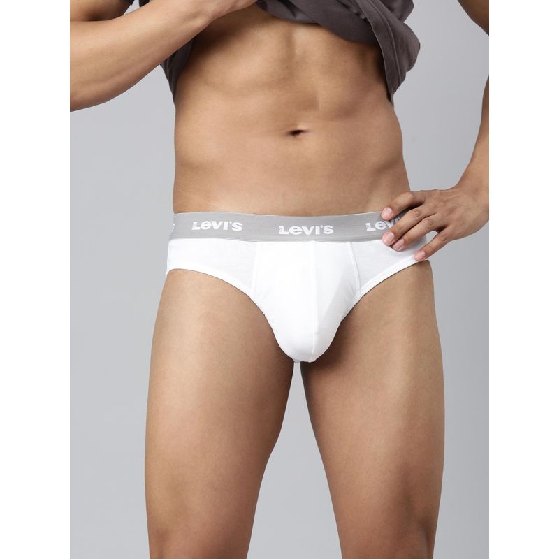 Levi's 002 Classic Brief for Men with Comfort & Smart Skin Technology White (M)
