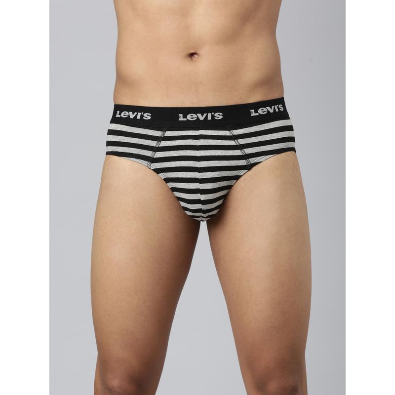 Levi's 005 Striped Brief for Men with Comfort & Smart Skin Technology Black (M)