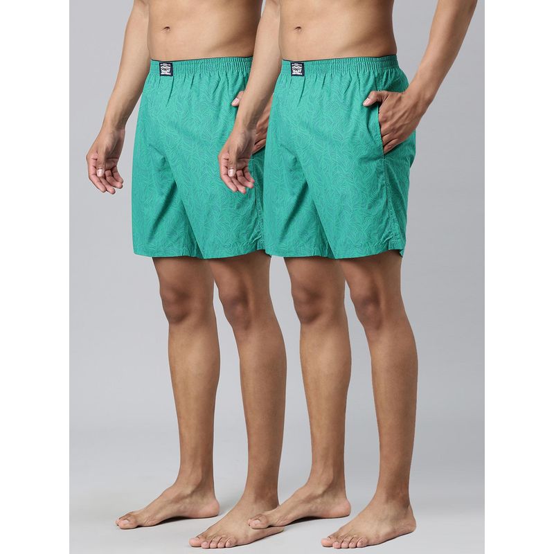 Levi's 023 Printed Woven Cotton Boxer for Men Green (Pack of 2) (XL)