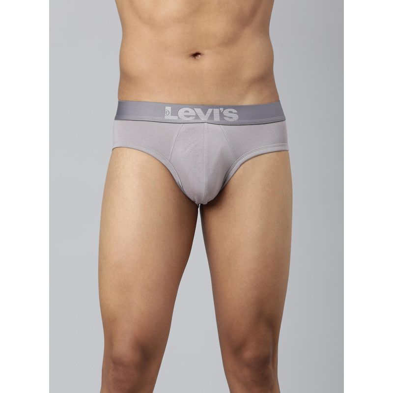 Levi's 031 Supima Cotton Premium Brief for Men with Comfort Smart Skin Technology Silver (L)