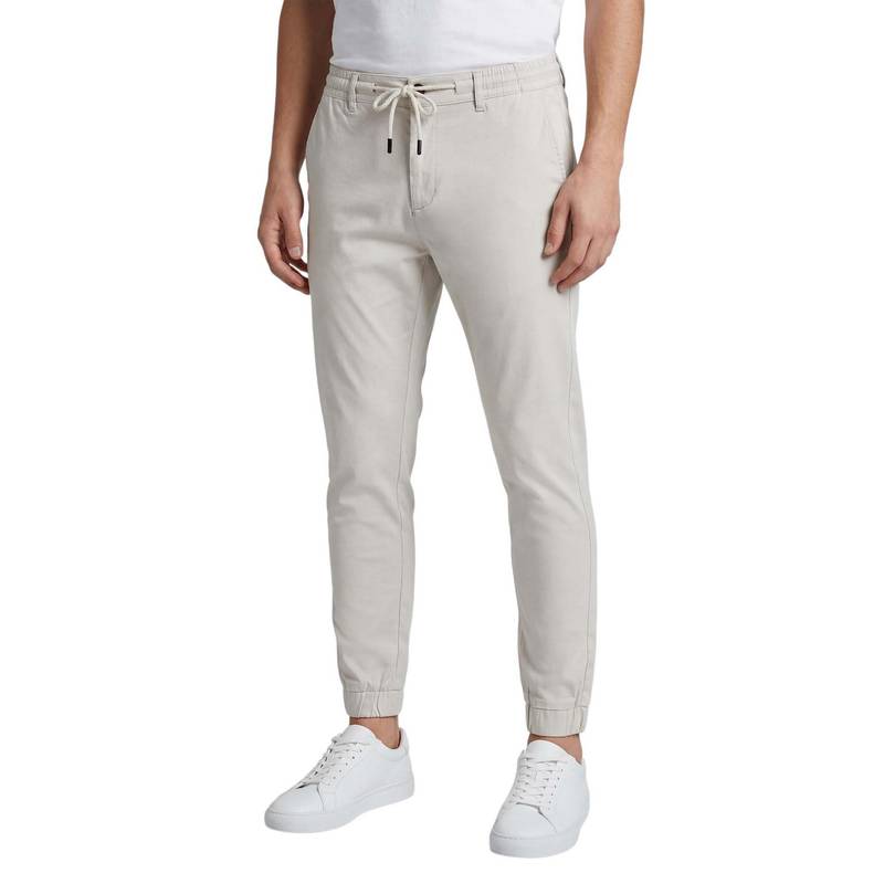 R&B Off White Solid Men Regular Fit Joggers (L)