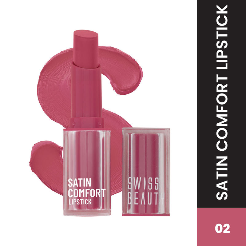Swiss Beauty Satin Comfort Smooth Glide, Highly Pigmented , Ultra Hydrating Lipstick - 2 Prime Rose