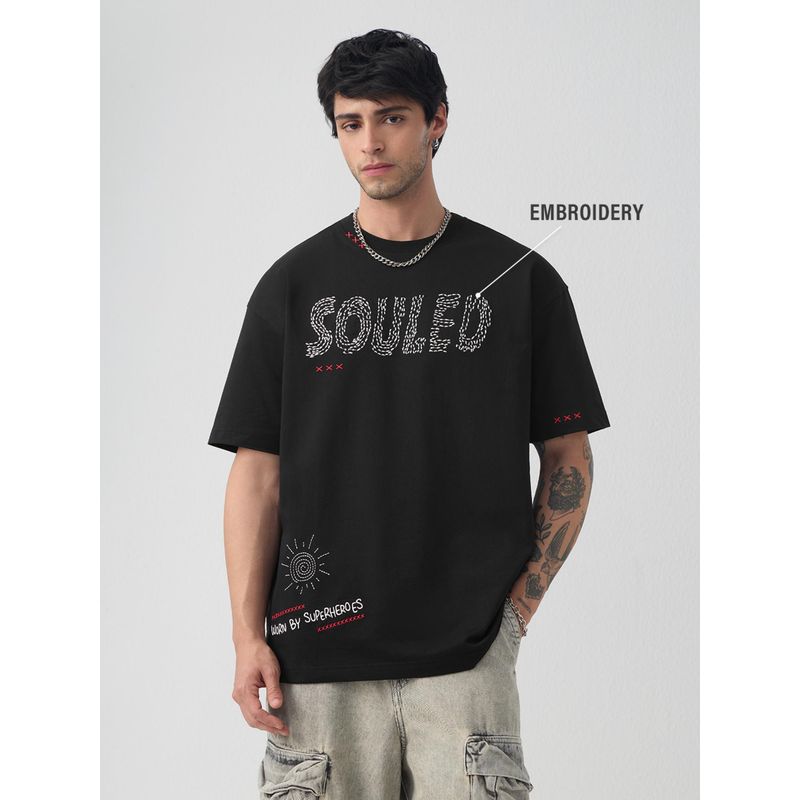 The Souled Store Drift Men Black Oversized T-Shirt (M)