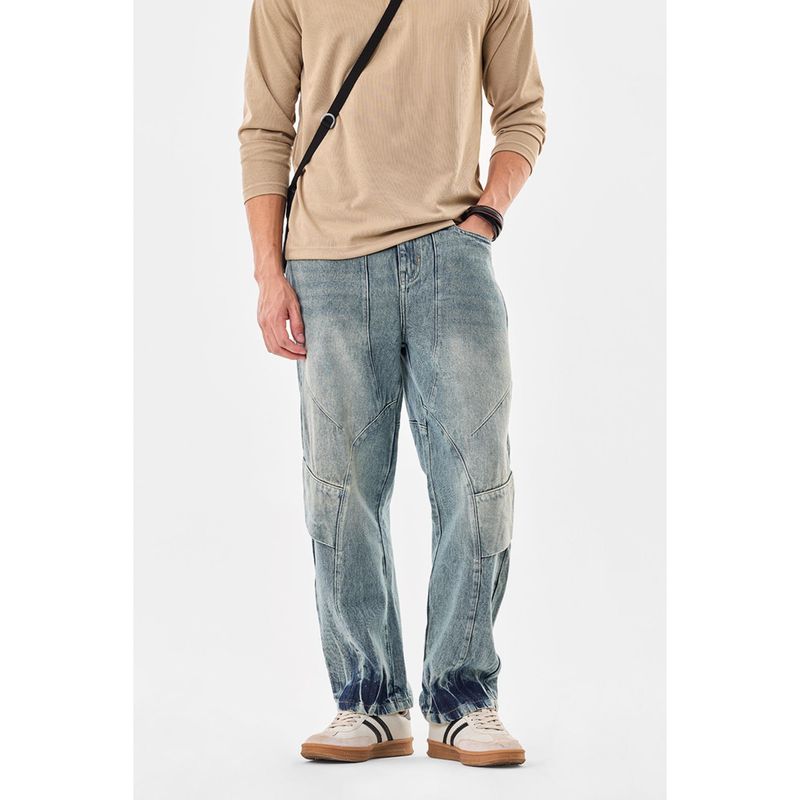 Snitch Blue Relaxed Casual Cargo Jeans for Men (32)