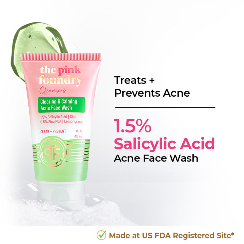 The Pink Foundry Salicylic Acid Acne Face Wash With Zinc & Cica - Treats Acne & Reduces Excess Oil
